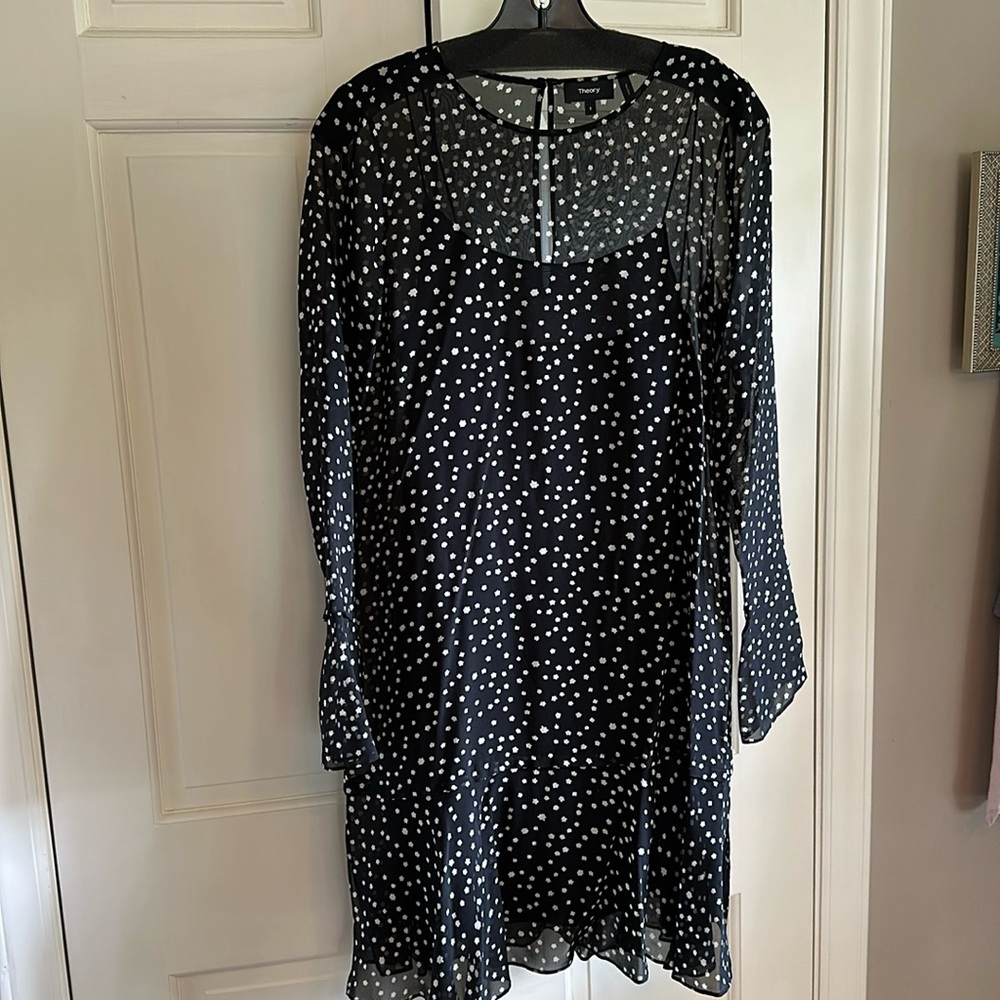 Theory sheer black cocktail dress